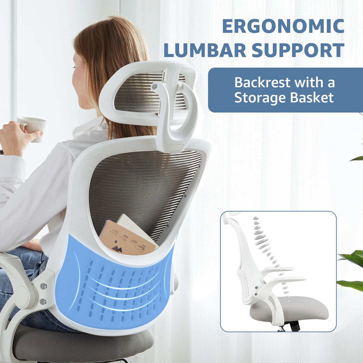 Ergonomic Mesh Office Chair with Adjustable Headrest and Lumbar Support