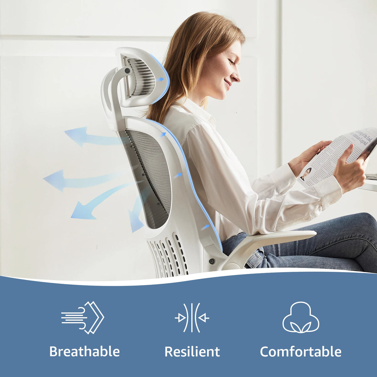 Ergonomic Mesh Office Chair with Adjustable Headrest and Lumbar Support