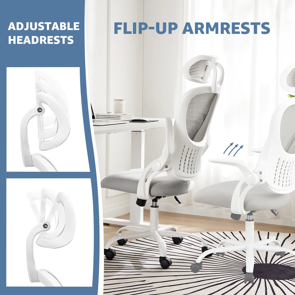 Ergonomic Mesh Office Chair with Adjustable Headrest and Lumbar Support