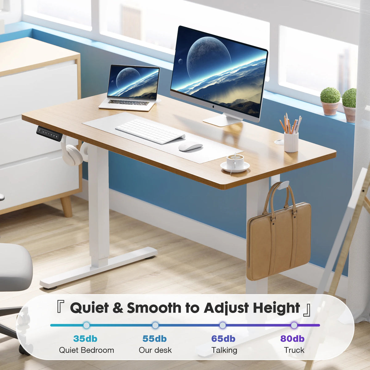 Electric Standing Desk Height Adjustable 40x24 Inch Sit Stand Workstation