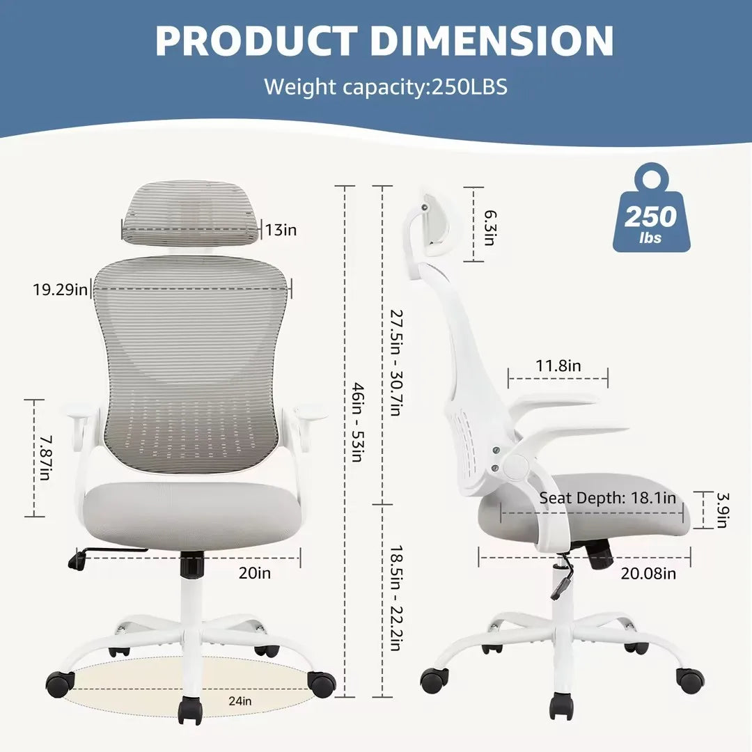 Ergonomic Mesh Office Chair with Adjustable Headrest and Lumbar Support